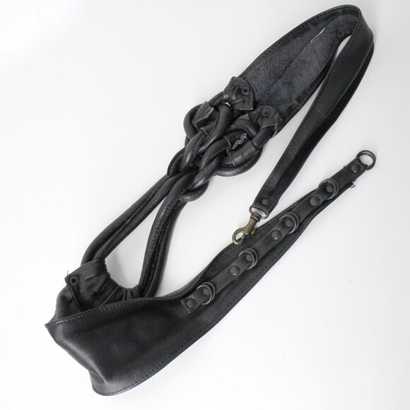 Vtg 80s Sun Of a Beach Belt by Rina Dinarsky wide black leather rhinestones M/L main image 10